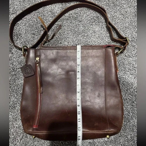 Osgoode Marley Jordyn N/S Zip Top Brown Distressed Leather Crossbody Purse RFID - Picture 11 of 15
